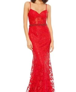 Mac Duggal - 12406 Sheer Corset Lace Mermaid Gown
