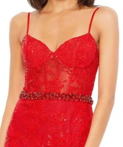 Mac Duggal - 12406 Sheer Corset Lace Mermaid Gown