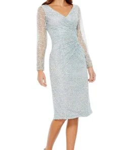 Mac Duggal - 12408 Long Sleeve Sequined Lace Dress