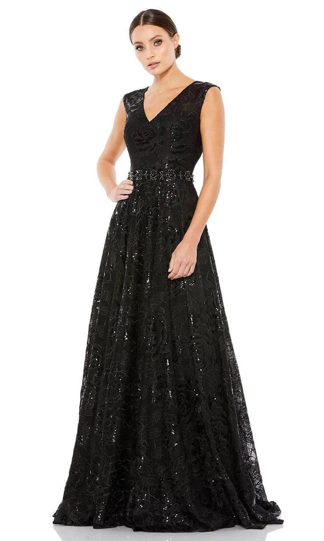 Mac Duggal - 12413 A-line V Neck Mysterious Gown 3 Mac Duggal - 12413 A-line V Neck Mysterious Gown