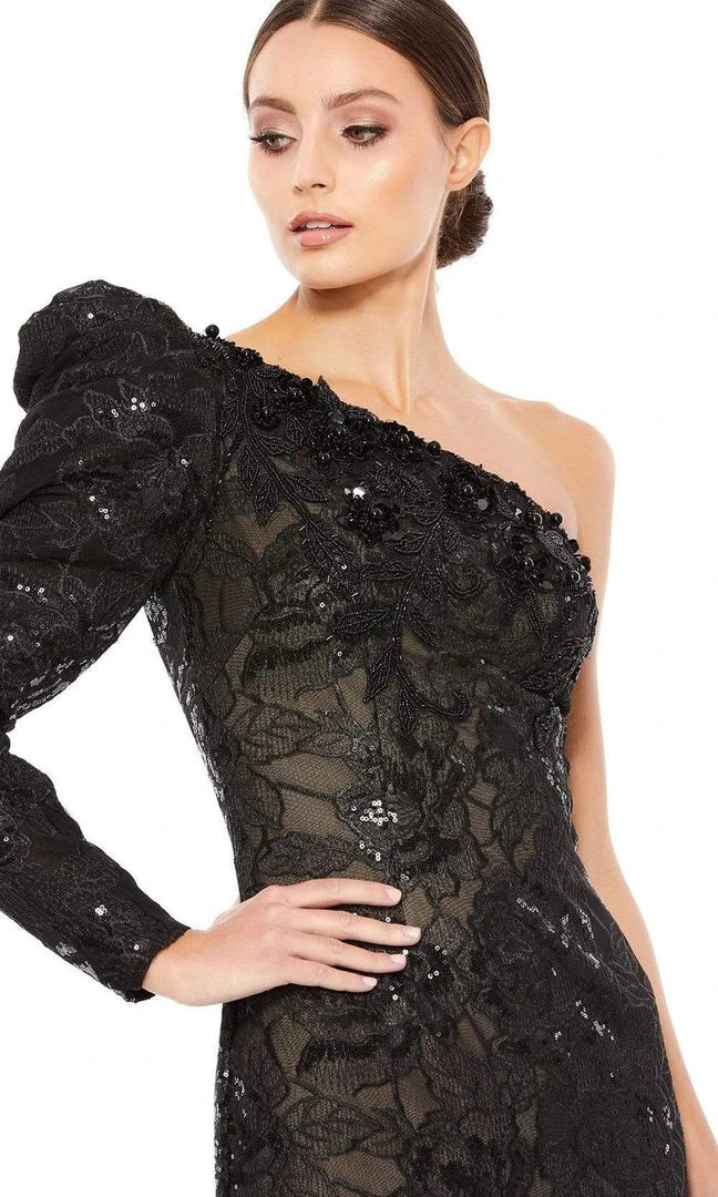 Mac Duggal - 12444 Long Sleeve Sequined Sheath Gown 5 Mac Duggal - 12444 Long Sleeve Sequined Sheath Gown