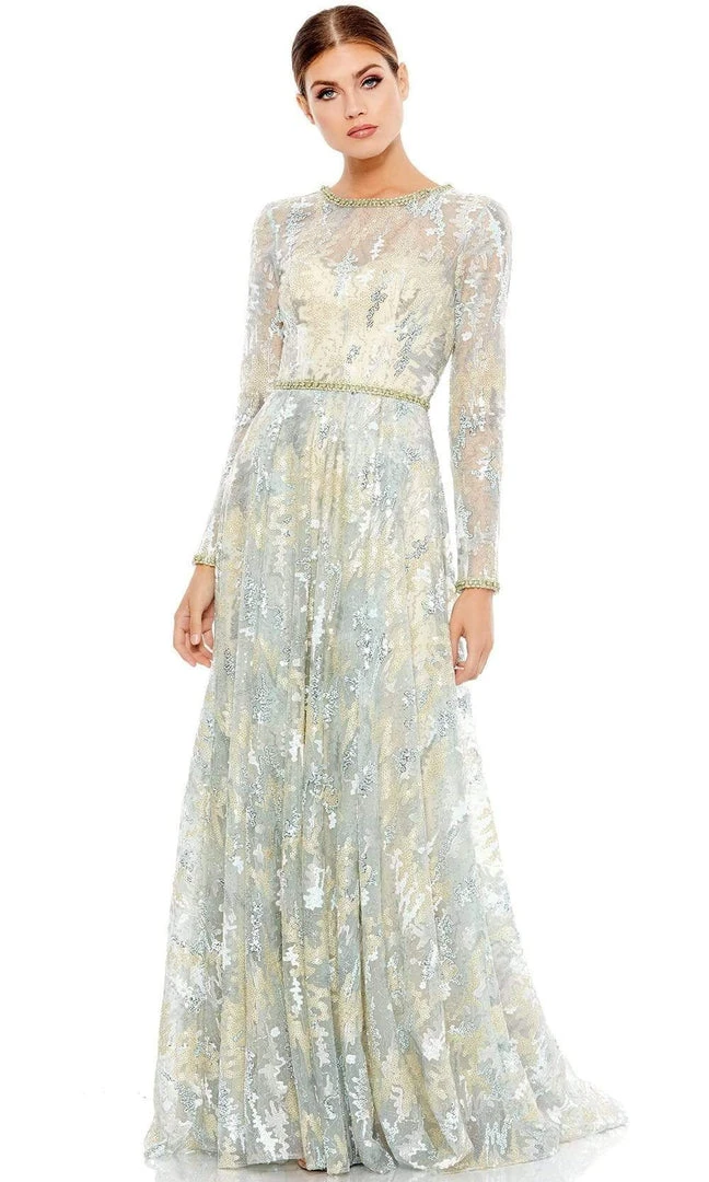 Mac Duggal - 12460 Jeweled Cuff Long Sleeve Lace Gown 3 Mac Duggal - 12460 Jeweled Cuff Long Sleeve Lace Gown