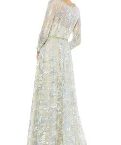 Mac Duggal - 12460 Jeweled Cuff Long Sleeve Lace Gown