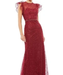 Mac Duggal - 12465 Flutter Sleeves Embroidered Gown