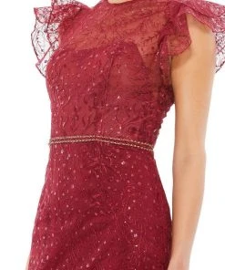 Mac Duggal - 12465 Flutter Sleeves Embroidered Gown 7 Mac Duggal - 12465 Flutter Sleeves Embroidered Gown