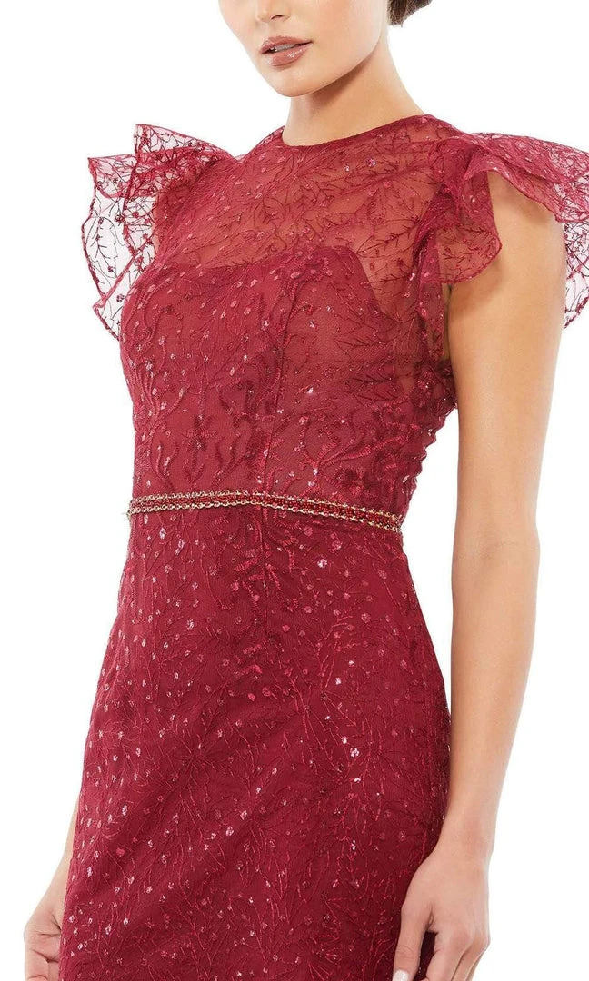 Mac Duggal - 12465 Flutter Sleeves Embroidered Gown 5 Mac Duggal - 12465 Flutter Sleeves Embroidered Gown