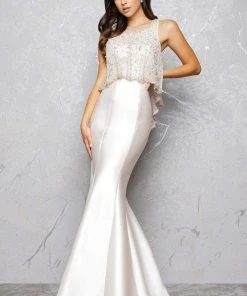 Mac Duggal 20057D Couture Dresses Style - 1 Pc Champagne In Size 6 Available