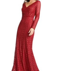 Mac Duggal 20271 - Embroidered Long Sleeve Evening Dress