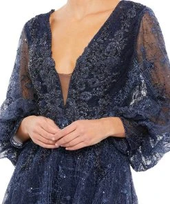 Mac Duggal 20283 - Long Sleeves Plunging V-neck Long Gown 10 Mac Duggal 20283 - Long Sleeves Plunging V-neck Long Gown