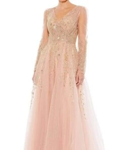 Mac Duggal - 20295 V-Neck Appliqued A-Line Dress