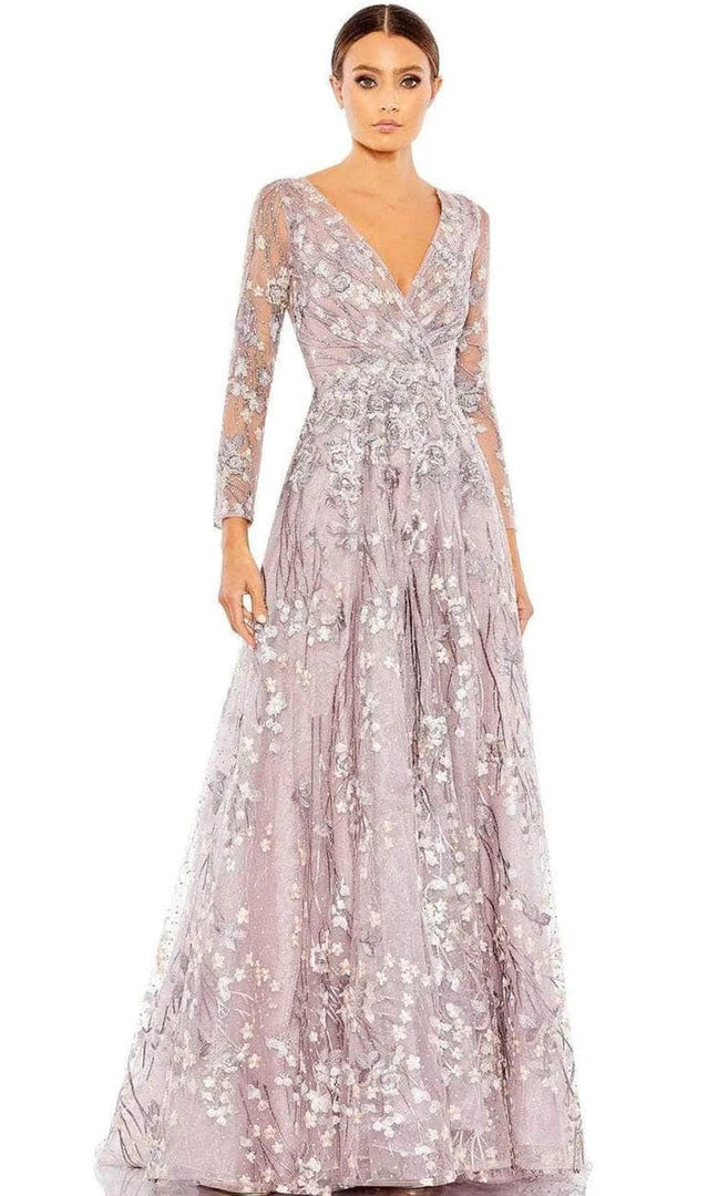 Mac Duggal 20402 - Long Sleeve Wrapped Bodice A-Line Dress 6 Mac Duggal 20402 - Long Sleeve Wrapped Bodice A-Line Dress