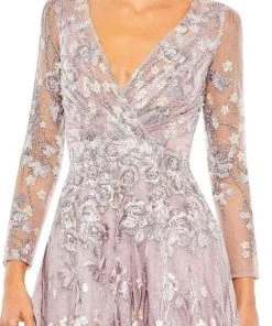 Mac Duggal 20402 - Long Sleeve Wrapped Bodice A-Line Dress 13 Mac Duggal 20402 - Long Sleeve Wrapped Bodice A-Line Dress