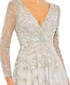 Mac Duggal 20402 - Long Sleeve Wrapped Bodice A-Line Dress 10 Mac Duggal 20402 - Long Sleeve Wrapped Bodice A-Line Dress