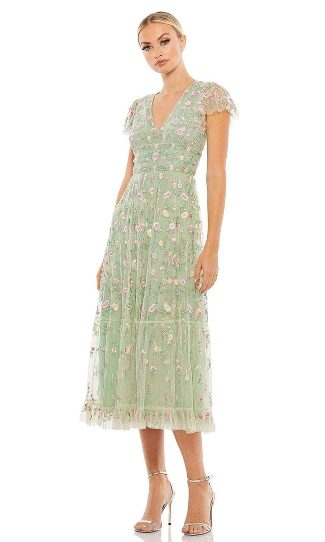 Mac Duggal - 35104 Deep V-Neck Floral Sheath Dress 3 Mac Duggal - 35104 Deep V-Neck Floral Sheath Dress