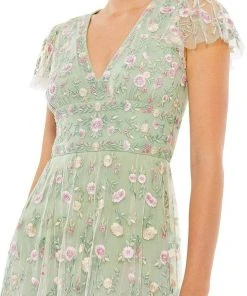 Mac Duggal - 35104 Deep V-Neck Floral Sheath Dress 8 Mac Duggal - 35104 Deep V-Neck Floral Sheath Dress