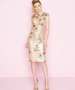 Mac Duggal - 40857N Floral Embroidered Sequin Knee Length Dress 9 Mac Duggal - 40857N Floral Embroidered Sequin Knee Length Dress