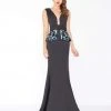 Mac Duggal - 48712R Beaded Peplum Plunging Dress