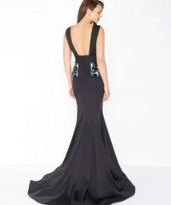 Mac Duggal - 48712R Beaded Peplum Plunging Dress 5 Mac Duggal - 48712R Beaded Peplum Plunging Dress