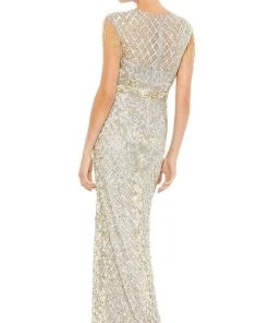 Mac Duggal - 4908 Lattice Sequined Column Long Gown