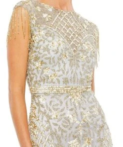 Mac Duggal - 4908 Lattice Sequined Column Long Gown