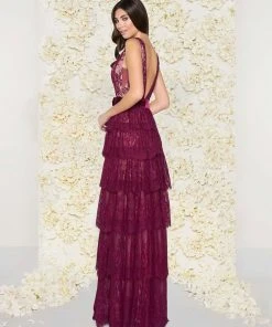 Mac Duggal - 50423D Deep V-Neck Column Gown 5 Mac Duggal - 50423D Deep V-Neck Column Gown