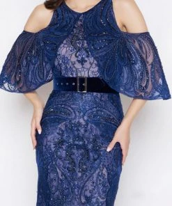 Mac Duggal - 50510D Beaded Velvet Cold Shoulder Evening Dress 7 Mac Duggal - 50510D Beaded Velvet Cold Shoulder Evening Dress