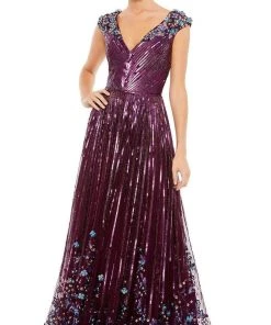 Mac Duggal - 5223 3D Floral Accent Sequin Embellished A-Line Gown