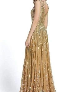 Mac Duggal - 5223 3D Floral Accent Sequin Embellished A-Line Gown