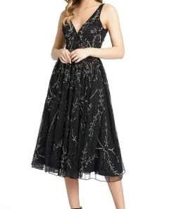 Mac Duggal - 5320 Tea Length Beaded A-Line Dress