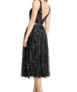 Mac Duggal - 5320 Tea Length Beaded A-Line Dress 6 Mac Duggal - 5320 Tea Length Beaded A-Line Dress