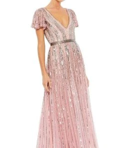 Mac Duggal - 5444 Short Sleeve Embellished Dress