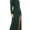 Mac Duggal - 5449 Long Sleeve Sequin Sheath Gown
