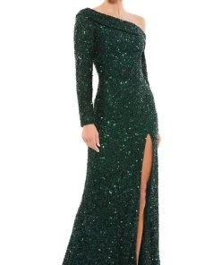 Mac Duggal - 5449 Long Sleeve Sequin Sheath Gown