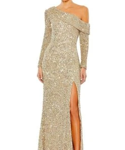 Mac Duggal - 5449 Long Sleeve Sequin Sheath Gown