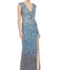 Mac Duggal - 5489 Cap Sleeve Ombre Sequin Gown