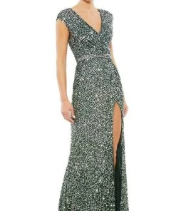 Mac Duggal - 5489 Cap Sleeve Ombre Sequin Gown