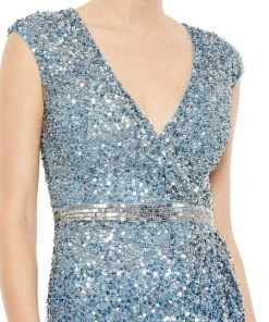 Mac Duggal - 5489 Cap Sleeve Ombre Sequin Gown