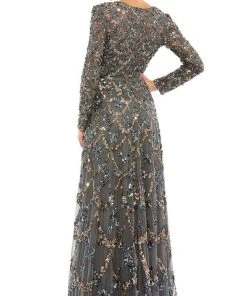 Mac Duggal - 5496 Long Sleeve Lattice Sequin Gown 8 Mac Duggal - 5496 Long Sleeve Lattice Sequin Gown