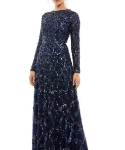 Mac Duggal - 5496 Long Sleeve Lattice Sequin Gown 11 Mac Duggal - 5496 Long Sleeve Lattice Sequin Gown