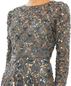 Mac Duggal - 5496 Long Sleeve Lattice Sequin Gown 9 Mac Duggal - 5496 Long Sleeve Lattice Sequin Gown