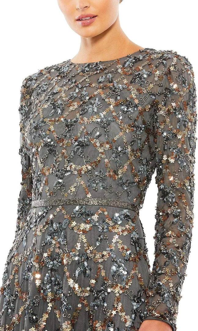 Mac Duggal - 5496 Long Sleeve Lattice Sequin Gown 5 Mac Duggal - 5496 Long Sleeve Lattice Sequin Gown