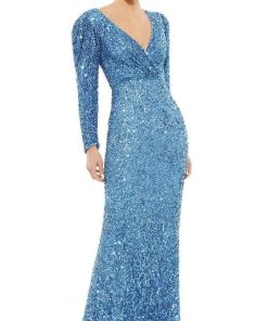 Mac Duggal - 5510 Sequined Long Sleeve Gown