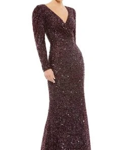 Mac Duggal - 5510 Sequined Long Sleeve Gown