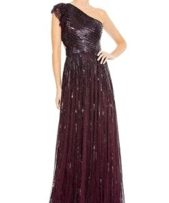 Mac Duggal - 5565 Lace Up Style Sequin Gown