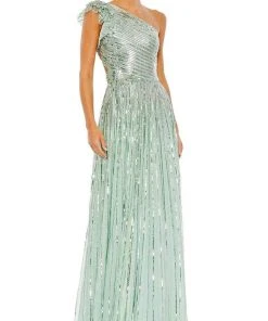 Mac Duggal - 5565 Lace Up Style Sequin Gown