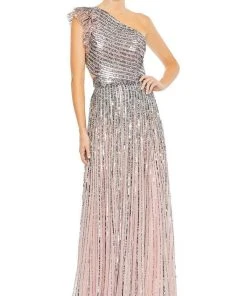 Mac Duggal - 5565 Lace Up Style Sequin Gown
