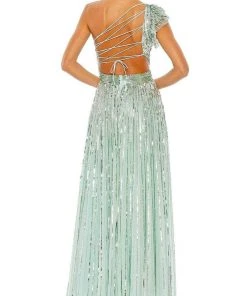 Mac Duggal - 5565 Lace Up Style Sequin Gown