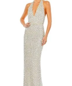 Mac Duggal 5678 - Halter Lattice Evening Dress
