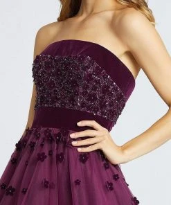 Mac Duggal - 66346H Velvet Trimmed Strapless Tiered Evening Gown