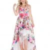 Mac Duggal - 66389F Strapless Floral Print High Low Gown